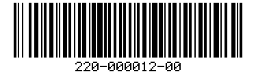 Barcode for 220-000012-00