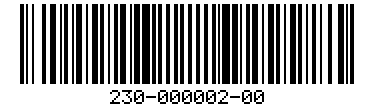 Barcode for 230-000002-00