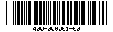 Barcode for 400-000001-00